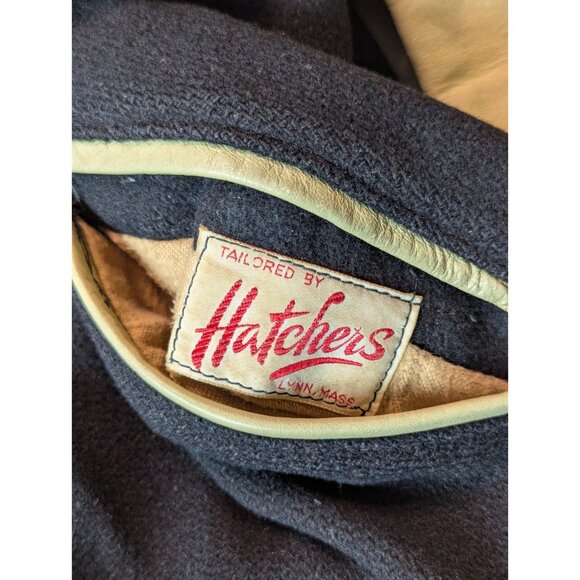 Hatchers VTG 60s Men's Black Wool Leather Sleeve State Champs Bomber Jacket LG - Picture 7 of 15